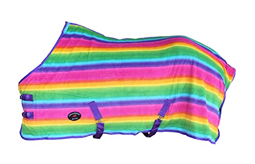 Image of Challenger Horse Polar Fleece Cooler Exercise Moisture Wicking Blanket Rainbow 43EE08