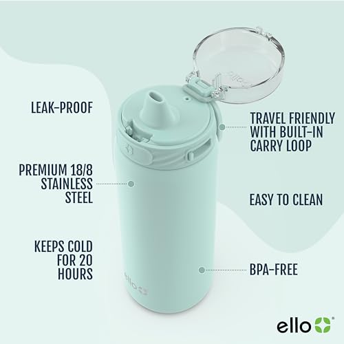 Image of Ello Cooper 18oz Insulated Stainless Kids Water Bottle with Straw, Yucca, 18 Ounces (Pack of 6)
