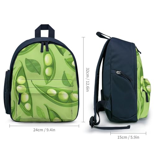 Pea Pod Green Leaves Small Travel Laptop Backpack Casual Daypack with Side Pockets for Shopping Work2