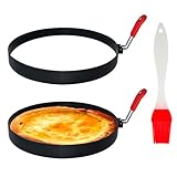 Egg Pancake Rings Mold, 2 Pack 6' Round Pancake Shaper Egg Mold Omelet Ring Stainless Steel Frying Eggs Ring with Silicone Handle for Griddle Sandwich Eggs Muffin Pancakes Burger Breakfast
