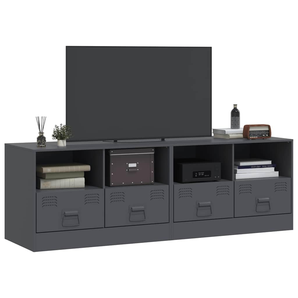 Genérico - Mueble para TV (acero laminado frío, 2 puertas, 67 x 39 x 44 cm), color gris | Gran espacio de almacenamiento, fácil de limpiar, asas prácticas, diseño estable