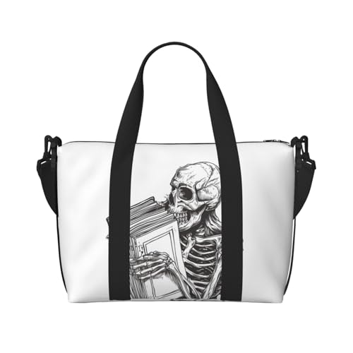 Carry On Duffle Bags Overnight Weekender Bags for Women, Skeleton Book Lover Personal Item Travel Bag, Travel Essentials Sport Gym Bag for Men Women