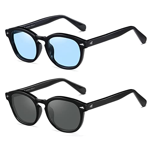 SHEEN KELLY Vintage Round Sunglasses For Women Men Johnny Depp Style Colorful Oval See Through Tinted Lens Pirate Captain