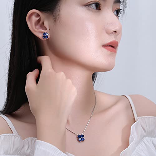 JIANGXIN Colorful Birthstone 925 Sterling Silver Handmade Pendant Necklace for Women Lucky Four Leaf Clover Plant Shamrock Jewelry Rhodium Plated4