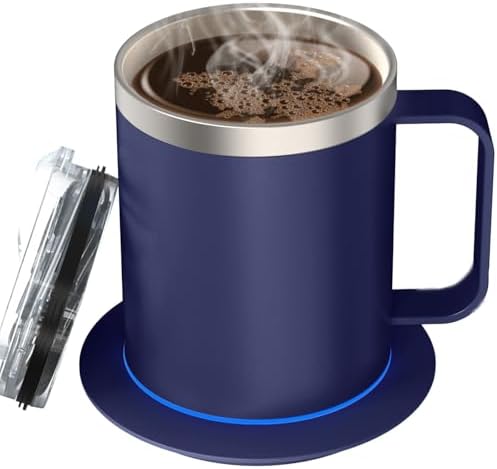 Heated Coffee Mug, USB Powered Smart Cup with Auto-Temp Control, Coffee Mug Warmer for Desk, Appreciation Gifts(Royal Blue-12oz)