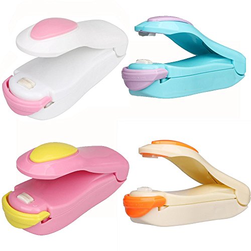 CHRISLZ 4 PCS Mini Sealing Machine Portable Snack Bag Heat Sealer Hand Press Sealing Machine for Plastic Bags Food Saver Storage