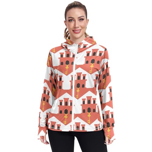Gibraltar Flag Women's UPF 50+ Sun Protection Hoodie Jacket Lightweight Long Sleeve Sun Shirt with Pocket Multicoloured