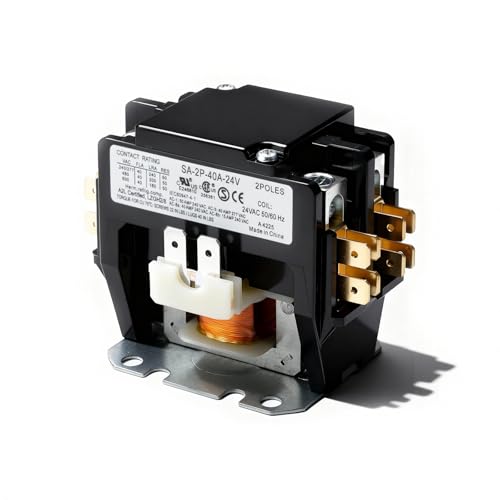 2 Pole 40 Amp AC Contactor 24V Coil, Fully Enclosed, Silver Cadmium Oxide Contacts, Suitable for Compressors/Air Conditioners/Heating Systems, Universal for Industrial and Household Use
