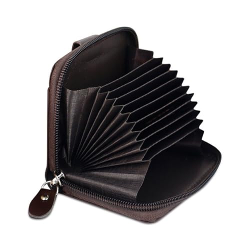Image of PU Leather 9 Slot Vertical Credit /Debit /ATM Card Holder Money Wallet Zipper Coin Purse for Men Women (11.5 x1.75 x 8 cm) (Brown)