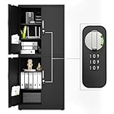METALTIGER Locking Metal Storage Cabinet | Garage Storage Cupboard with Doors | 71' Tool Steel Locker| Metal Cabinets for Home Office (71' 4-Doors Combination, Black)