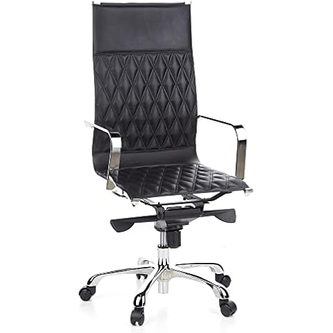 hjh OFFICE Bürostuhl/Chefsessel Modena Nappaleder schwarz Chrom Cover