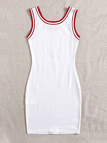 Soly Hux Women's Letter Graphic Print Color Block V Neck Sleeveless Bodycon Mini Dress White Letter Graphic M #TOP1