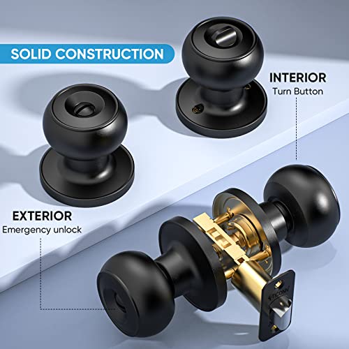 Ticonn 5 Pack Matte Black Door Knobs, Colonial Style Door Knob For Entrance, Bedroom, Bathroom And Closet (Privacy, 5 Pack) #TOP1
