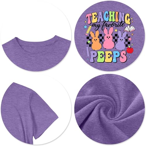 Image of LAZYCHILD Women Easter Teacher Shirts: Funny Treat All with Kindness T-Shirt Bunny Rabbit Tee Tops