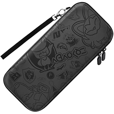 PALPOW Switch Case Compatible with Nintendo Switch/OLED for Pokemon Fans, Portable Switch Carry Case with 10-Game-Card Slots & Accessories Storage - Black Cover