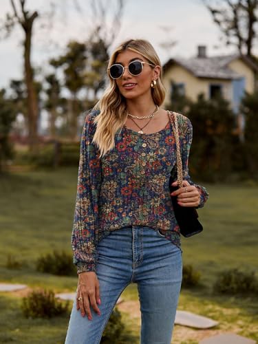 Image of DB MOON Womens Lightweight Sweaters 2026 Long Sleeve Henley Shirt Fall Casual Crewneck Tunic Tops