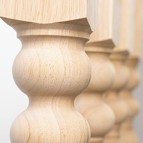 decorluxes Unfinished Farmhouse Table Legs Dining Table 2.8\" X 29\" Set of 4 DIY Coffee Table Rustic Turned Style Leg | Easy to Paint Any Color You Want (29 inch)