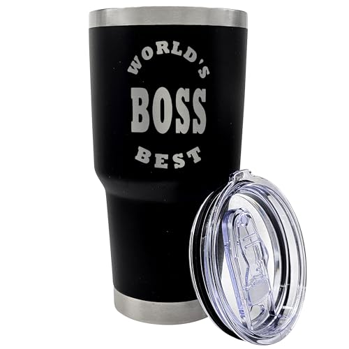 Palm City Products Premium 30 oz World's Best Boss Black Tumbler with Slider Lid - Ideal Gift for Appreciating Exceptional Leadership