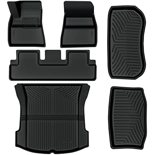 Oedro Floor Mats Set For Tesla Model 3 2020-2023, All Weather Floor Mats Front Rear Cargo Liner Mat, Custom Fit For Tesla Full Set #TOP15