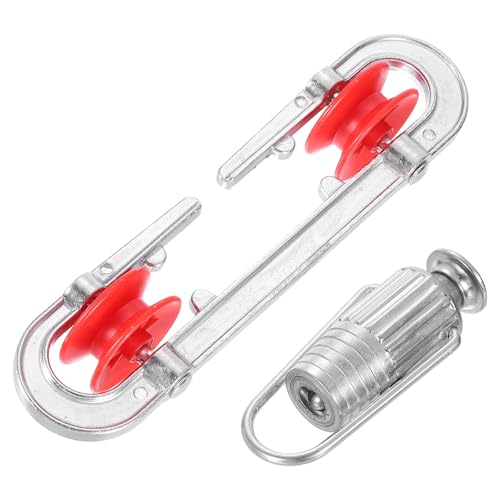 Sourcing Map Aluminum Plastic Clothesline Separator Pulley Spreader with Tightener, Silver