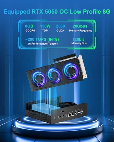 Image of WEIDIAN AI Mini PC RTX 5050, Mini Gaming PC AI Ultra 7-165H 32GB DDR5 1TB NVME SSD, 8K 2DP 2HD, WiFi7 BT5.4, 8USB, Industrial Computer Support AMT Remote Management | 7x24H Operation