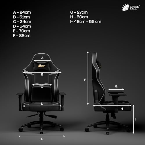 Image of Green Soul Monster Ultimate Series S | Multi-Functional Ergonomic Gaming & Office Chair|Premium Spandex & PU Leather Fabric | Adjustable Neck & Lumbar Pillow | 4D Adjustable Armrests (Black Grey)