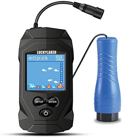 LUCKYLAKER Depth Handheld Fish Finder Display Boat Ice Fishing Finder Sonar Portable Wired Fish Finders Transducer LCD Monitor