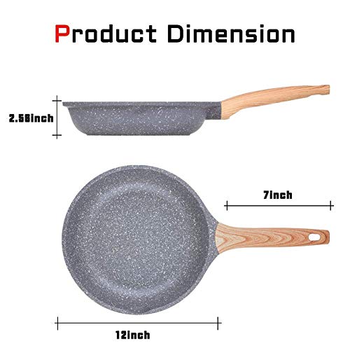 Caannasweis Nonstick Pan, Nonstick Stone Frying Pan, Best Nonstick Omelette Skillet with Soft Touch Handle, Induction Compatible (12 Inch)