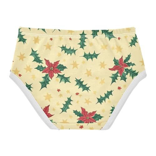 Girls' Hipster Panties Briefs Underwear for Girls Poinsettia Pattern Yellow Background2