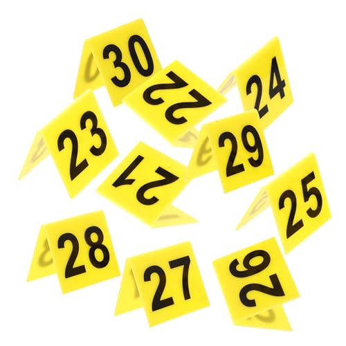 Stadtkrimis Exit Escape Stadtführung VICASKY 10 Stück Gelbe Tischnummernmarkierungen aus Acryl Praktische und Einfache Dreieck Nummernschilder für Tatort und Themenpartys