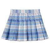 falda escocesa azul Patrón de cuadros con diseño de división lateral. 2 hebillas de cuero sintético en la cintura, 2 botones internos para la fijación
