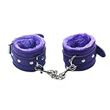 Dreamyth Adjustable Plush PU Leather Slave Wrist & Ankle Handcuffs Hand Restraints Toy (Purple)
