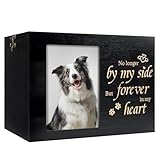 RINVEE Pet Urns for Dogs or Cats Ashes with Photo Frame, Wooden Memory Box for Keepsakes with Black Flannel as Lining, Pet Memorial Gifts for Dogs (Black X-Large)