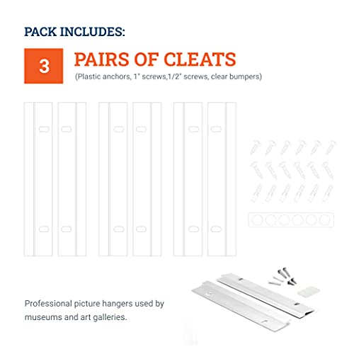 Image of French Cleat Hanger Heavy Duty - 6 inch Aluminum Z Clips (3 Pairs) - Mirror Hanging Hardware Kit - Picture Hanging Brackets - Wall Mount for Cabinets, Frames & Whiteboard - 50 lbs (Pack of 4)