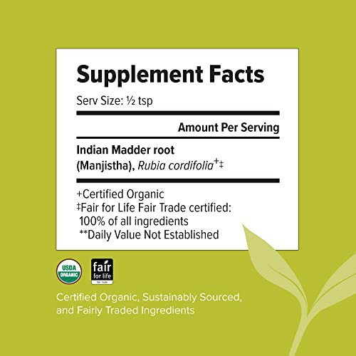 Banyan Botanicals Manjistha Powder, 1/2 Pound - Usda Organic - Rubia Cordifolia - Cleanses The Blood & Lymph - Ayurveda #TOP5