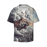 3D Pattern Print Shirt Urban Tiger Design Modern Stylish Casual Wear Men's Fashion Top Comfortable Cotton Blend Cool Graphic Tee Size XL