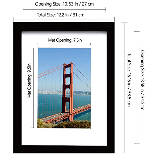 PEALSN 11x14 Picture Frame, Display Pictures 8 x 10 with Mat or 11 x 14 Without Mat for Wall Mounting Display, Photo Frames, Black - Thumbnail 5