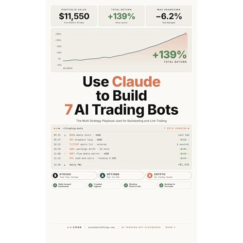 Use Claude to Build 7 AI Trading Bots Audiolibro Por J Cook arte de portada