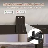 AOGLLATI Polsterbett 140x200 mit Ladestation Bett 140X200 mit LED-Beleuchtung,Bettgestell mit Lattenrost Metallbett Jugendbett mit Kopfteil aus Leinenstoff (140×200cm)