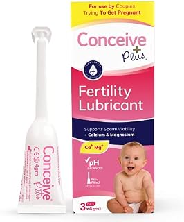 CONCEIVE PLUS Fertility Lubricant for Women - TTC Baby Lube - Calcium + Magnesium Ions - pH Balance Vaginal Moisturizer - 3x4g Pre filled Applicator
