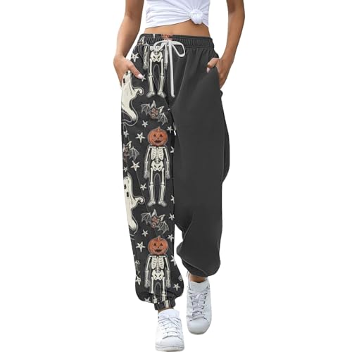 Halloween Pajamas Women,Halloween Pajamas Womens Baggy Sweatpants Lounge Sweat Pant Active Jogging Fall Pants For Women 2026 01 Dark Gray Small - image 2