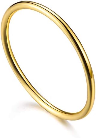 MADEONE ✦Mothers Day Gifts Thin Rings Thumb Rings For Women Size 2-11 925 Sterling Silver 14K Gold Plated High Polish Minimalist Stackable Rings 1mm Ring Engagement Ring for Women.