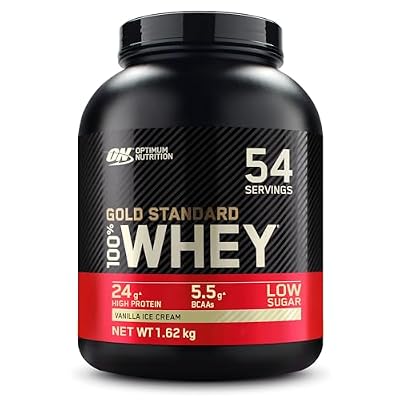 Optimum Nutrition Gold Standard 100% Whey, Proteína en Polvo, Sabor Helado de Vainilla, 1.62kg, 54 Servicios