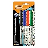 BIC, Marcador Permanente con Grip, Marca Diferentes Superficies, Punto Grueso, Marking, Surtido de Colores Clásicos, 4...