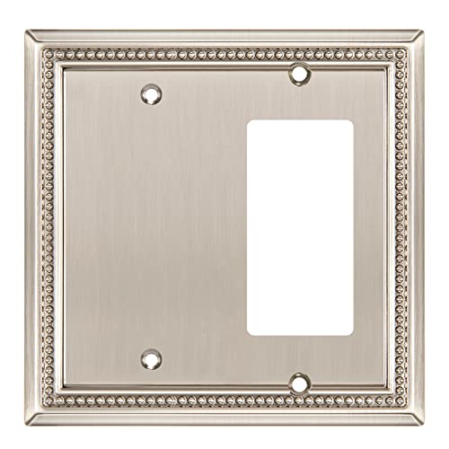 Image of Sunken Pearls Heavy Duty Decorative Wall Plate Switch Plate Outlet Cover (Blank /Decorator, Satin Nickel)