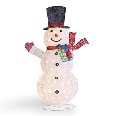 Joiedomi Snowman Christmas Outdoor Decoration, 150 LED Lighted Christmas Holiday Decorations, Collapsible Snowman Yard Lights Backyard Garden Lawn Xmas Decor, Red Scarf