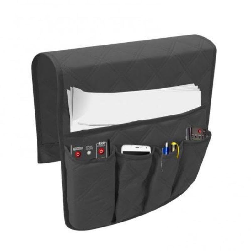 VONCYKI Waterproof Sofa Couch Chair Armrest Organizer Sofa Arm Caddy Tray Tidy Hanging Storage Bag Table Cabinet Pocket for TV Remote(Black,2PCS)