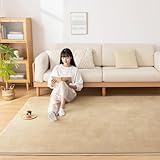 Softime カーペット ラグ 低反発 ラグマット 厚手 15mm 絨毯 防音 200×250cm 約3畳 滑り止め付 防ダニ 抗菌 防臭 地毯 オールシーズン快適 床暖房 ホットカーペット対応 じゅうたん リビングマット 無地・ベージュ