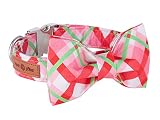 Lionet Paws Christmas Dog Collar with Bowtie Durable Adjustable Handmade Comfortable Bow Tie Dog Col