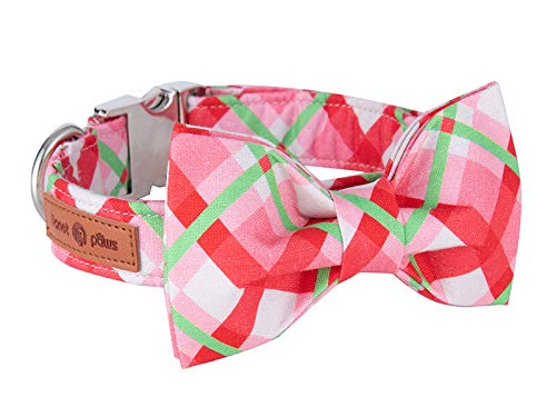 Lionet Paws Christmas Dog Collar With Bowtie Durable Adjustable Handmade Comfortable Bow Tie Dog Collar Cat Collar With Metal Buckle For Medium Dogs,Party,Festival,Holiday Style,Neck 13.5-22In #TOP10
